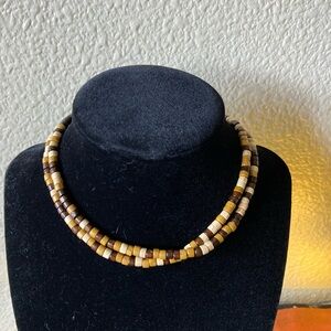 Boho Wood Beaded Choker Necklace